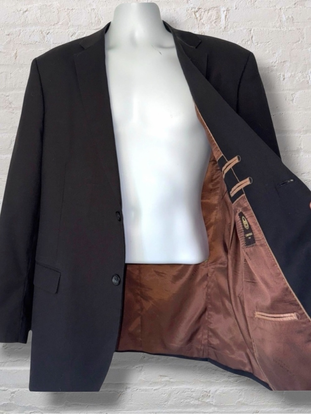 Caravelli Italy Black Oxford 2-Button Blazer Jacket Men’s 42R Superior 150’s